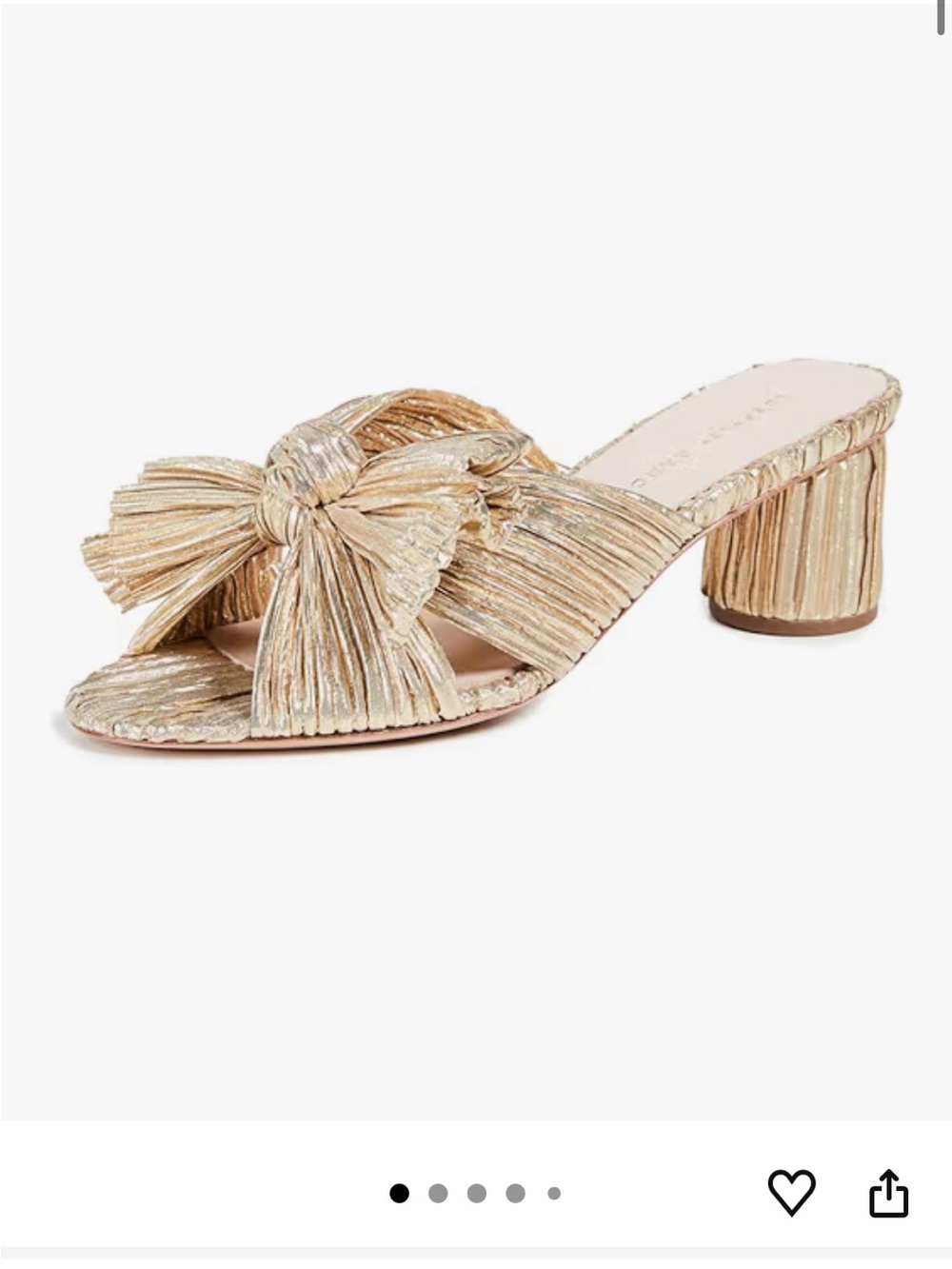 Loeffler Randall Metallic Gold Pleated Knot Mules